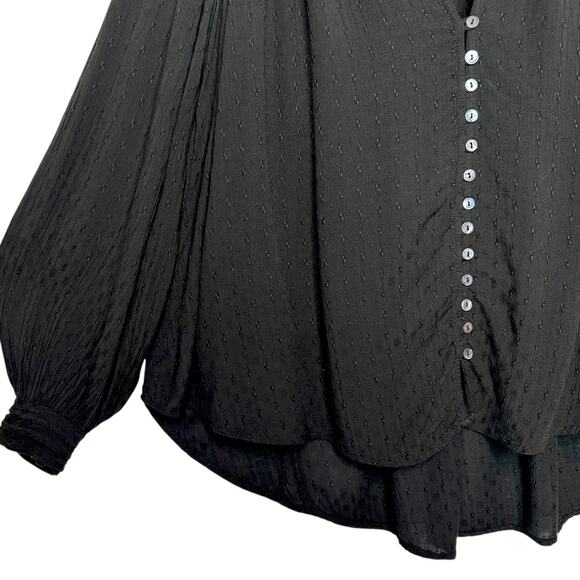 Free People Women's Canyon Rose Button Down Top Size S Black Boho Embroidered - Picture 9 of 10